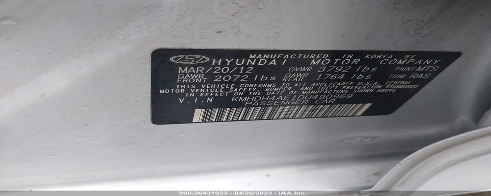 KMHDH4AE1DU490969 2013 HYUNDAI ELANTRA photo no. 9