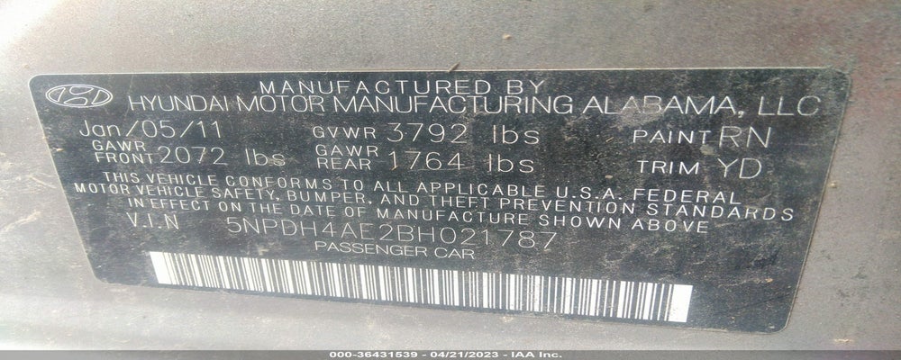 5NPDH4AE2BH021787 2011 HYUNDAI ELANTRA photo no. 9