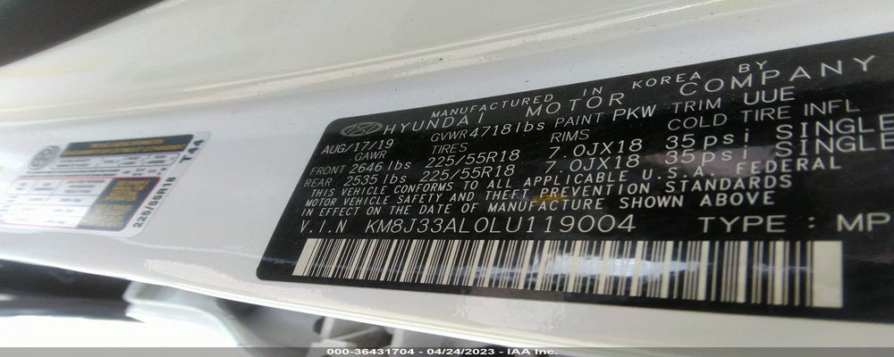 KM8J33AL0LU119004 2020 HYUNDAI TUCSON photo no. 9