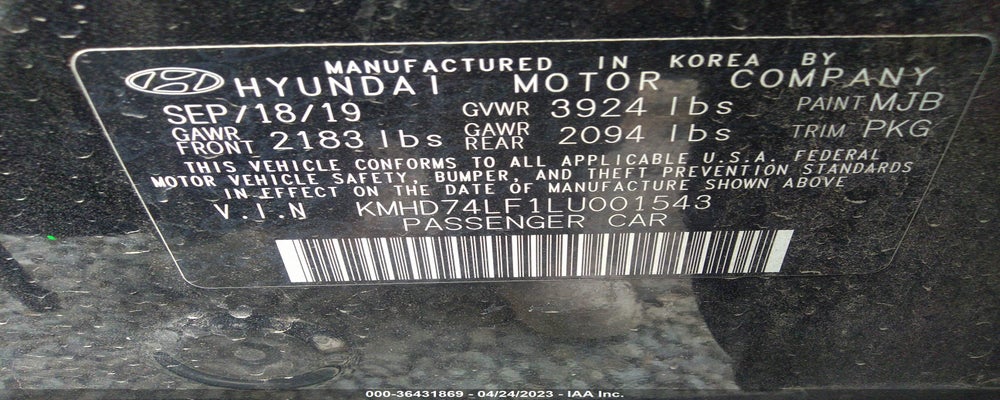 KMHD74LF1LU001543 2020 HYUNDAI ELANTRA photo no. 9