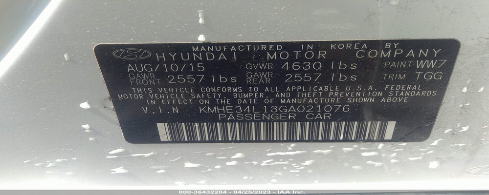 KMHE34L13GA021076 2016 HYUNDAI SONATA HYBRID photo no. 9