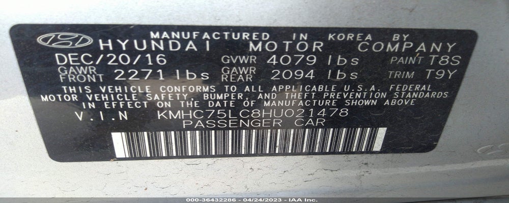 KMHC75LC8HU021478 2017 HYUNDAI IONIQ HYBRID photo no. 9