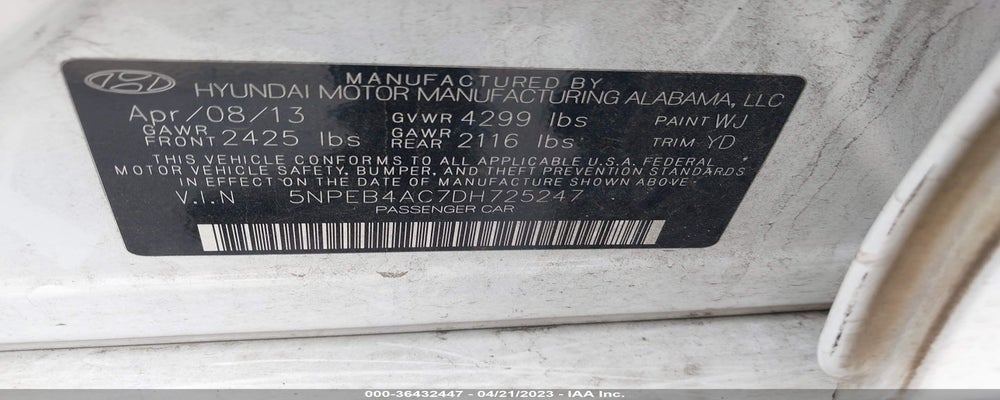 5NPEB4AC7DH725247 2013 HYUNDAI SONATA photo no. 9