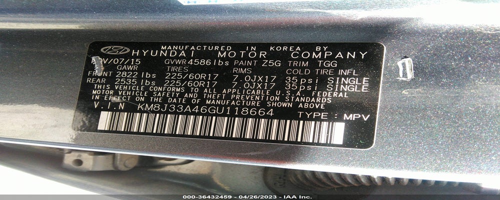 KM8J33A46GU118664 2016 HYUNDAI TUCSON photo no. 9