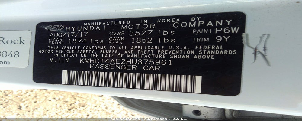 KMHCT4AE2HU375961 2017 HYUNDAI ACCENT photo no. 9