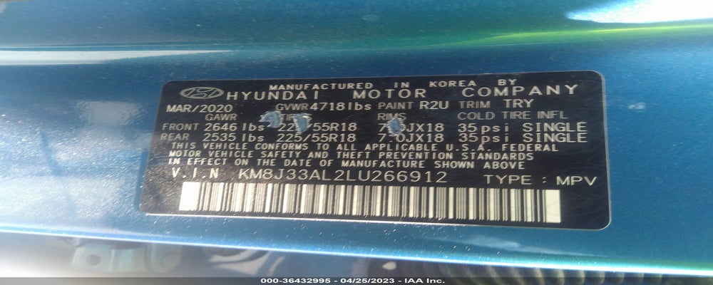 KM8J33AL2LU266912 2020 HYUNDAI TUCSON photo no. 9