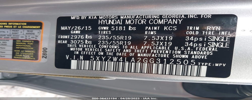 5XYZW4LA2GG312505 2016 HYUNDAI SANTA FE SPORT photo no. 9