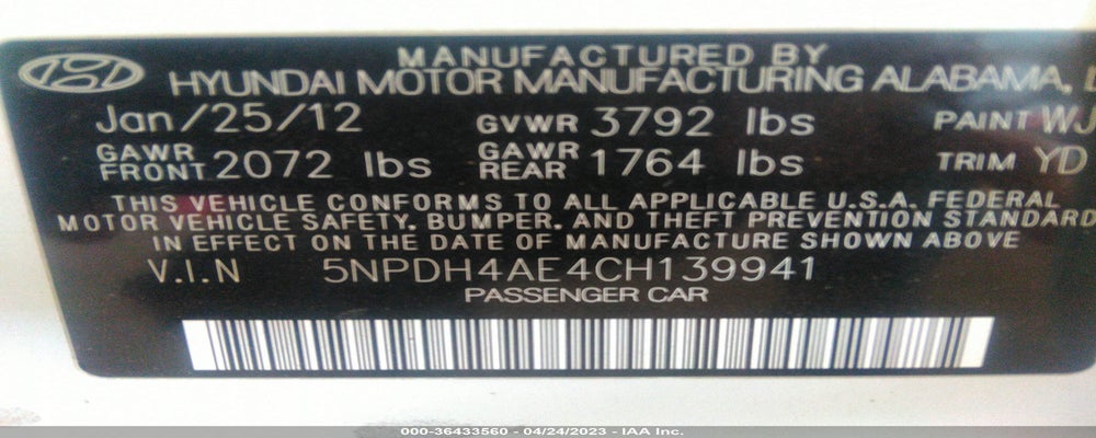 5NPDH4AE4CH139941 2012 HYUNDAI ELANTRA photo no. 9