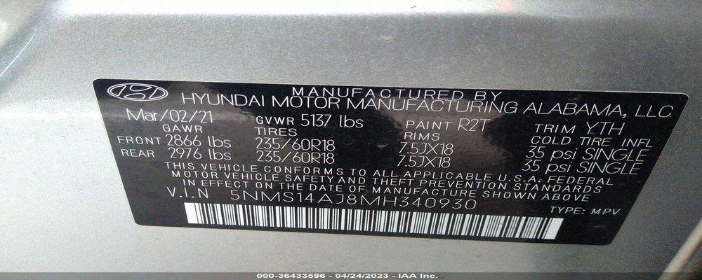 5NMS14AJ8MH340930 2021 HYUNDAI SANTA FE photo no. 9
