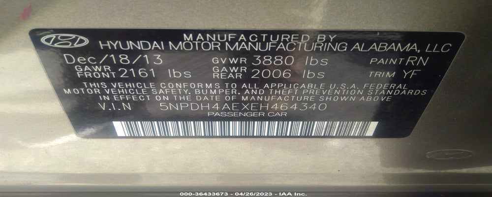5NPDH4AEXEH464340 2014 HYUNDAI ELANTRA photo no. 9