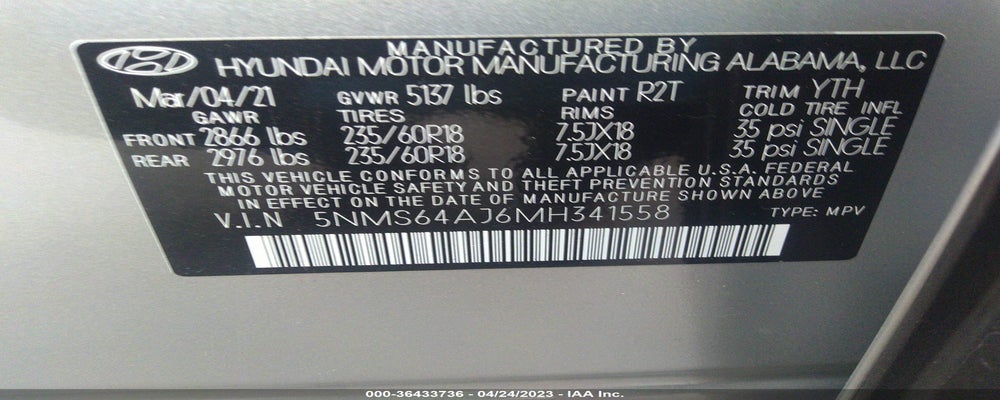 5NMS64AJ6MH341558 2021 HYUNDAI SANTA FE photo no. 9