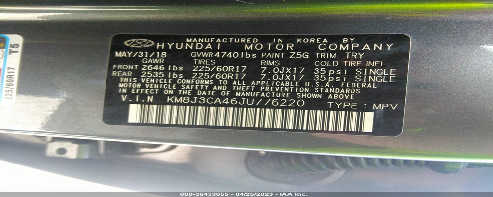 KM8J3CA46JU776220 2018 HYUNDAI TUCSON photo no. 9