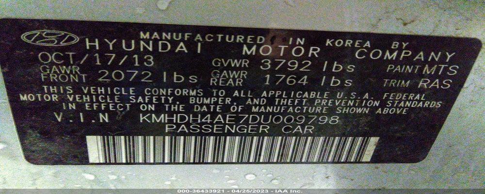 KMHDH4AE7DU009798 2013 HYUNDAI ELANTRA photo no. 9