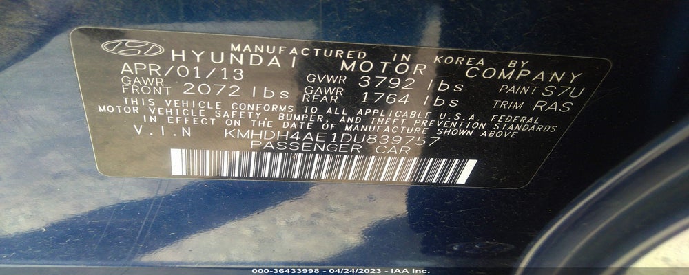 KMHDH4AE1DU839757 2013 HYUNDAI ELANTRA photo no. 9