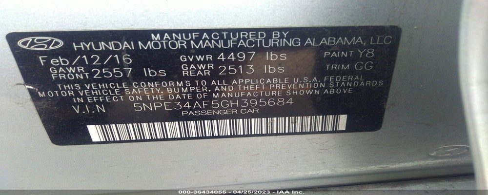 5NPE34AF5GH395684 2016 HYUNDAI SONATA photo no. 9