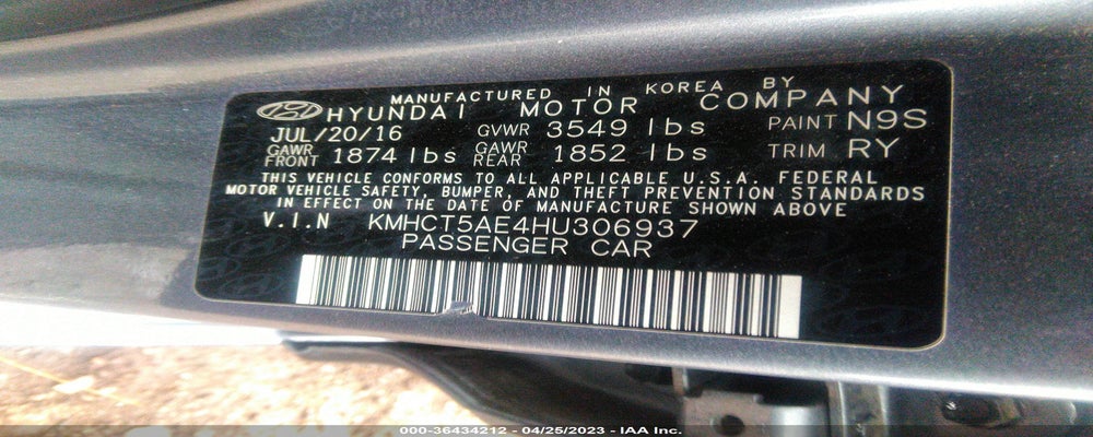 KMHCT5AE4HU306937 2017 HYUNDAI ACCENT photo no. 9
