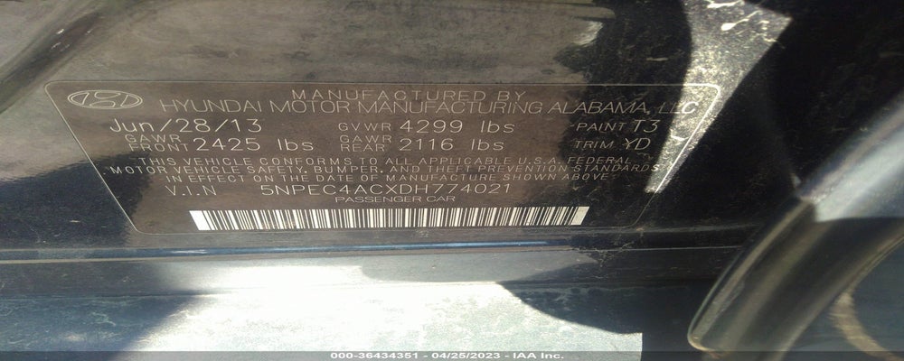 5NPEC4ACXDH774021 2013 HYUNDAI SONATA photo no. 9