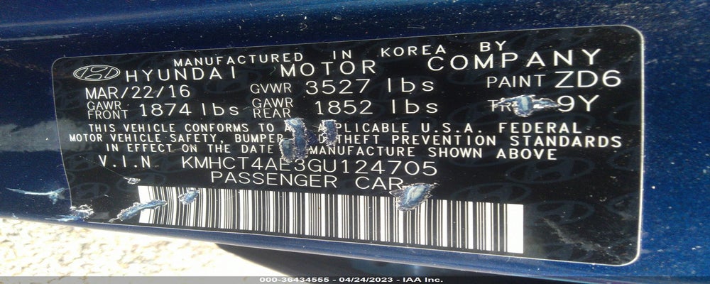 KMHCT4AE3GU124705 2016 HYUNDAI ACCENT photo no. 9