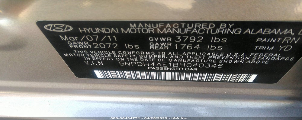 5NPDH4AE1BH040346 2011 HYUNDAI ELANTRA photo no. 9