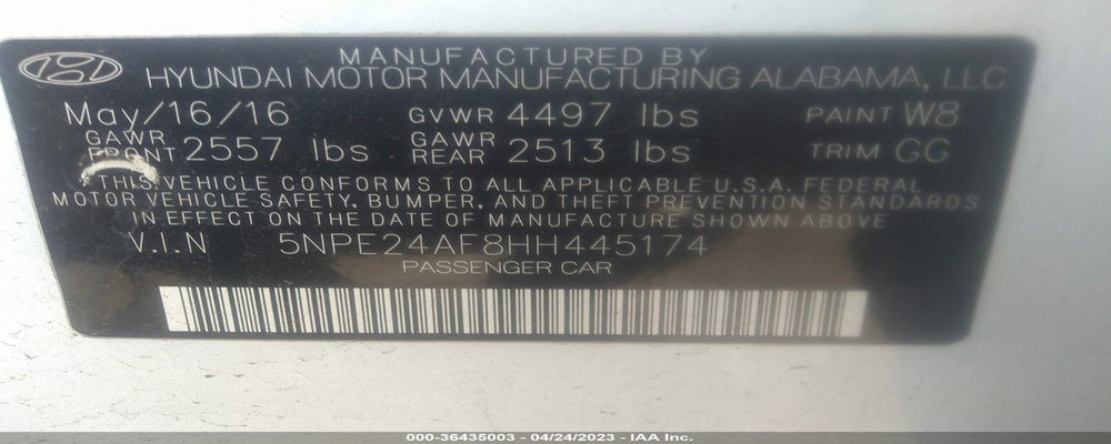 5NPE24AF8HH445174 2017 HYUNDAI SONATA photo no. 9
