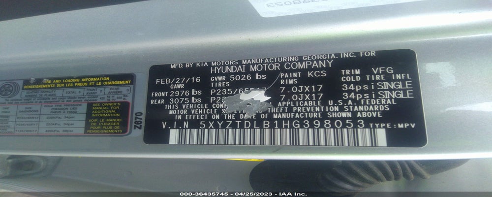 5XYZTDLB1HG398053 2017 HYUNDAI SANTA FE SPORT photo no. 9
