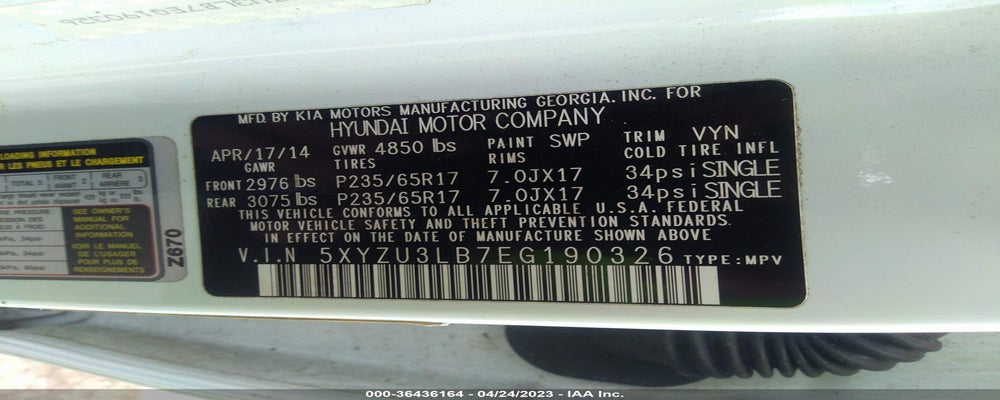 5XYZU3LB7EG190326 2014 HYUNDAI SANTA FE SPORT photo no. 9