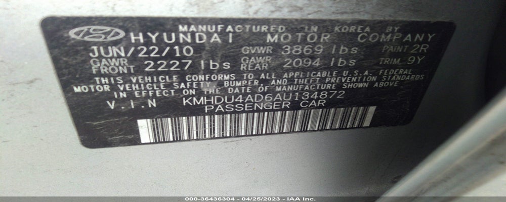 KMHDU4AD6AU134872 2010 HYUNDAI ELANTRA photo no. 9