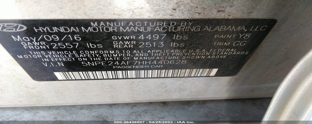 5NPE24AF7HH440628 2017 HYUNDAI SONATA photo no. 9