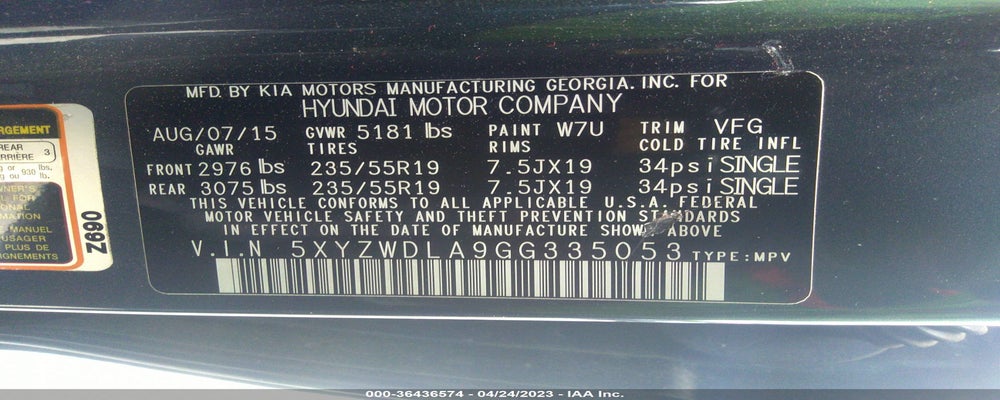 5XYZWDLA9GG335053 2016 HYUNDAI SANTA FE SPORT photo no. 9
