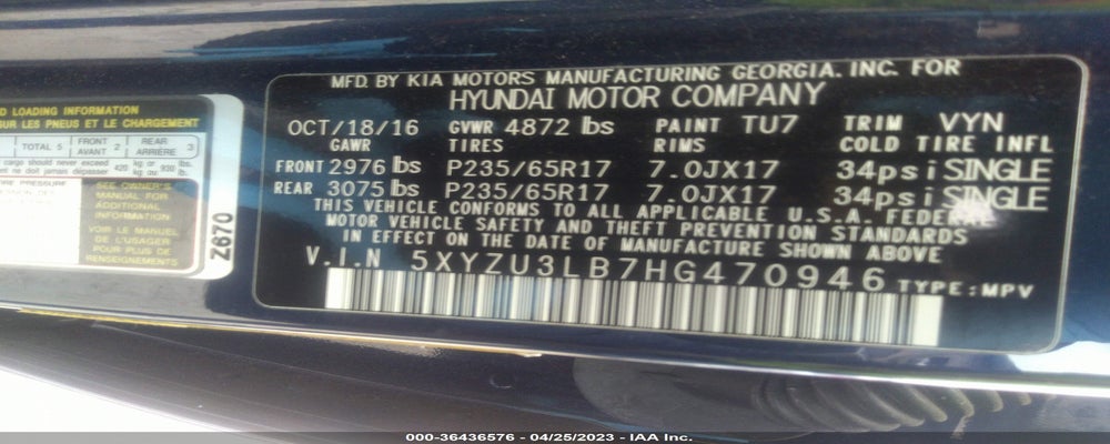 5XYZU3LB7HG470946 2017 HYUNDAI SANTA FE SPORT photo no. 9