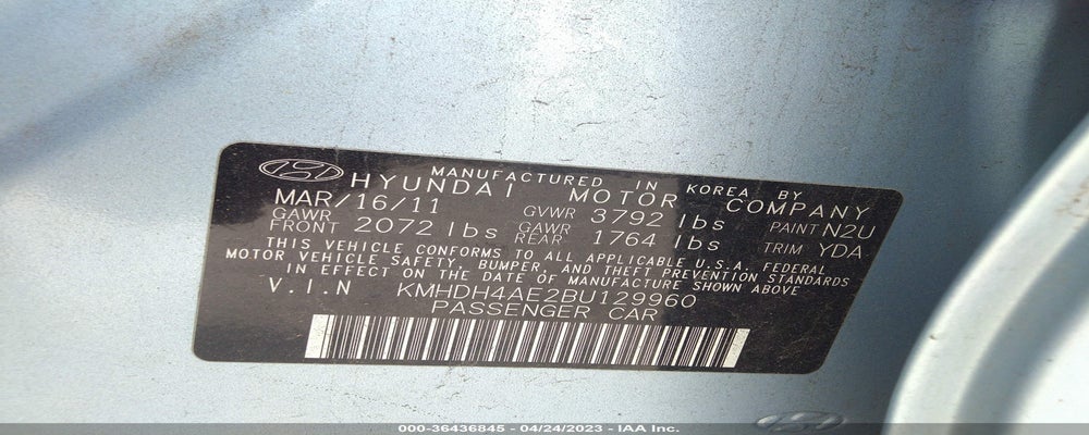 KMHDH4AE2BU129960 2011 HYUNDAI ELANTRA photo no. 9