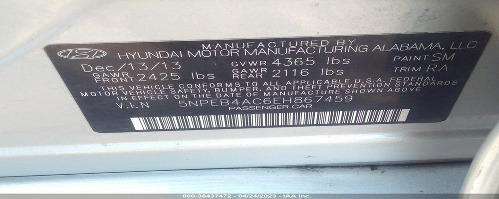 5NPEB4AC6EH867459 2014 HYUNDAI SONATA photo no. 9