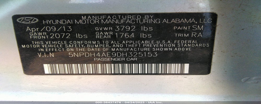5NPDH4AE9DH325153 2013 HYUNDAI ELANTRA photo no. 9