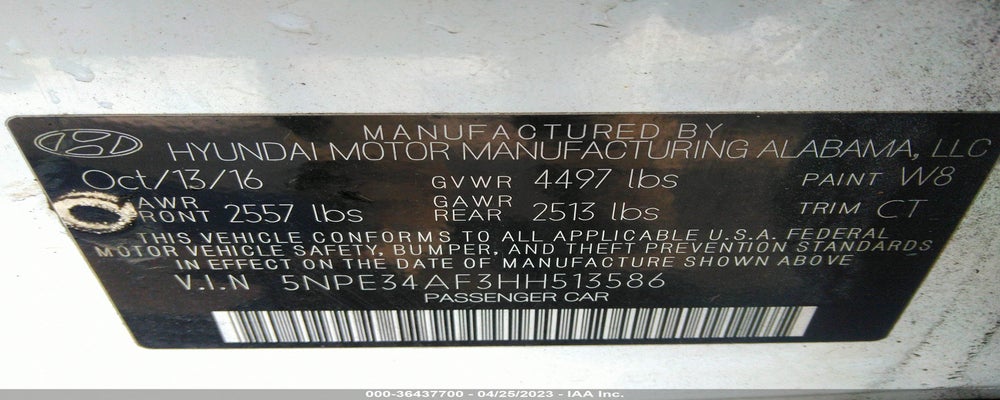5NPE34AF3HH513586 2017 HYUNDAI SONATA photo no. 9