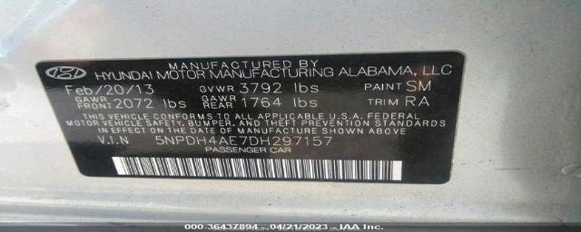 5NPDH4AE7DH297157 2013 HYUNDAI ELANTRA photo no. 9