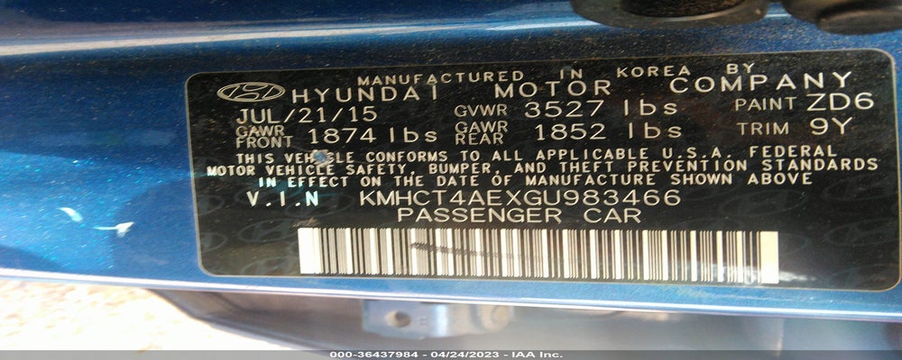 KMHCT4AEXGU983466 2016 HYUNDAI ACCENT photo no. 9
