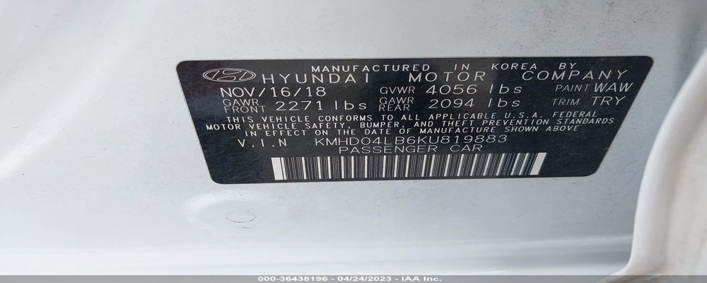 KMHD04LB6KU819883 2019 HYUNDAI ELANTRA photo no. 9