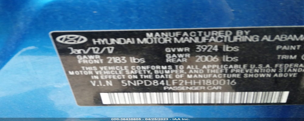 5NPD84LF2HH180016 2017 HYUNDAI ELANTRA photo no. 9