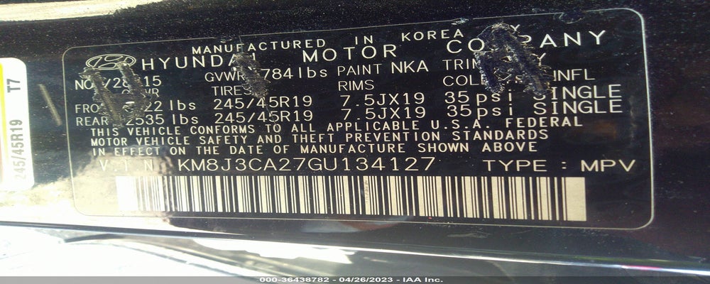KM8J3CA27GU134127 2016 HYUNDAI TUCSON photo no. 9