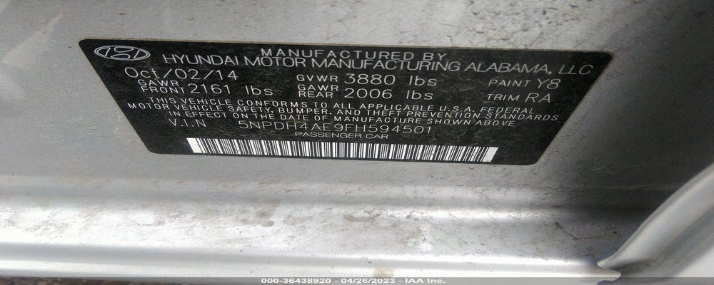 5NPDH4AE9FH594501 2015 HYUNDAI ELANTRA photo no. 9