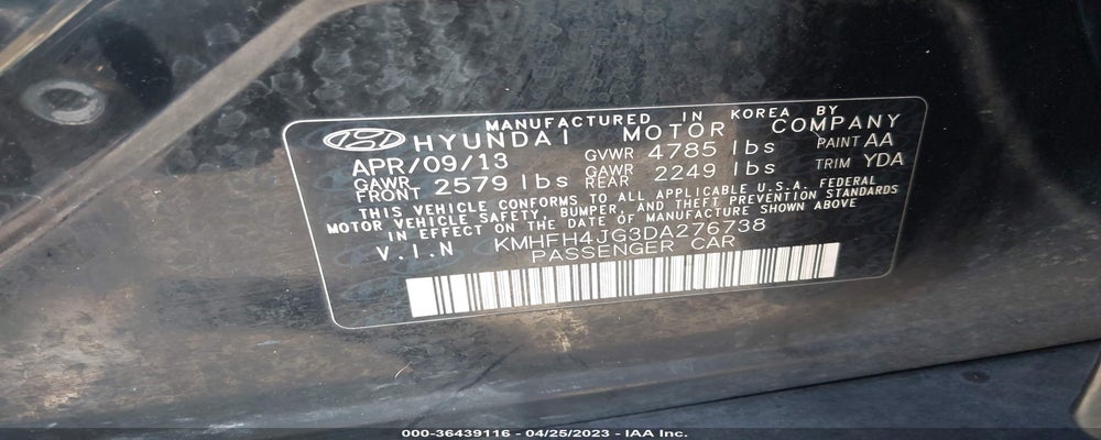 KMHFH4JG3DA276738 2013 HYUNDAI AZERA photo no. 9