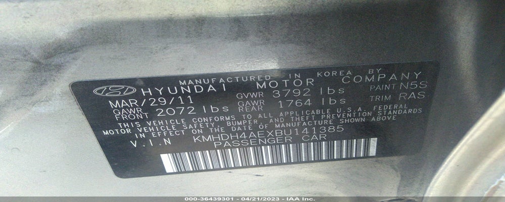 KMHDH4AEXBU141385 2011 HYUNDAI ELANTRA photo no. 9