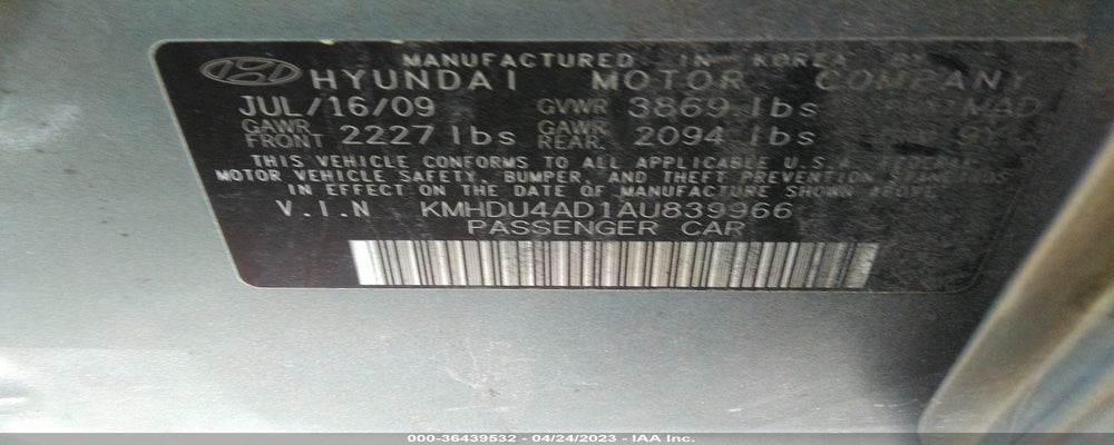 KMHDU4AD1AU839966 2010 HYUNDAI ELANTRA photo no. 9