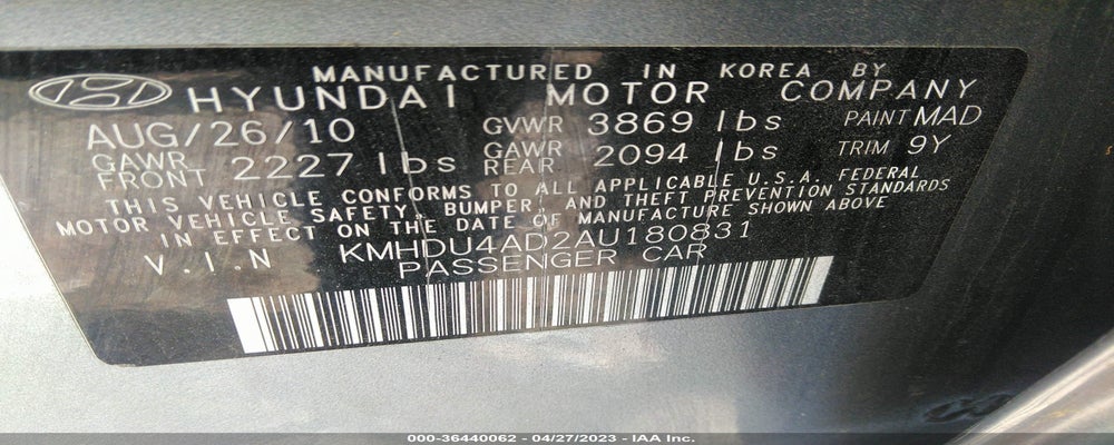 KMHDU4AD2AU180831 2010 HYUNDAI ELANTRA photo no. 9