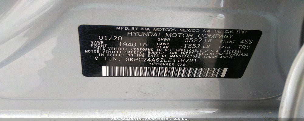 3KPC24A62LE118791 2020 HYUNDAI ACCENT photo no. 9
