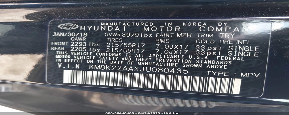 KM8K22AAXJU080435 2018 HYUNDAI KONA photo no. 9