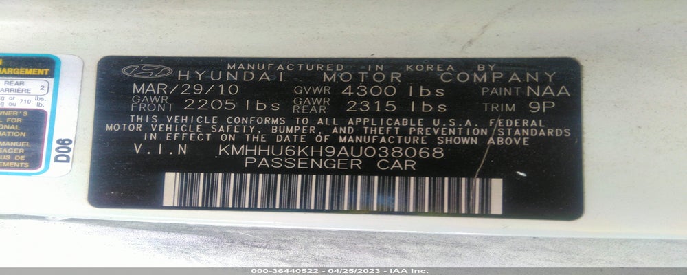 KMHHU6KH9AU038068 2010 HYUNDAI GENESIS COUPE photo no. 9