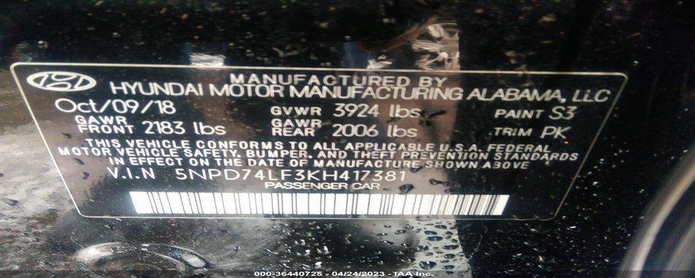 5NPD74LF3KH417381 2019 HYUNDAI ELANTRA photo no. 9