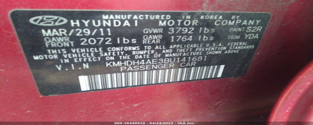KMHDH4AE3BU141681 2011 HYUNDAI ELANTRA photo no. 9