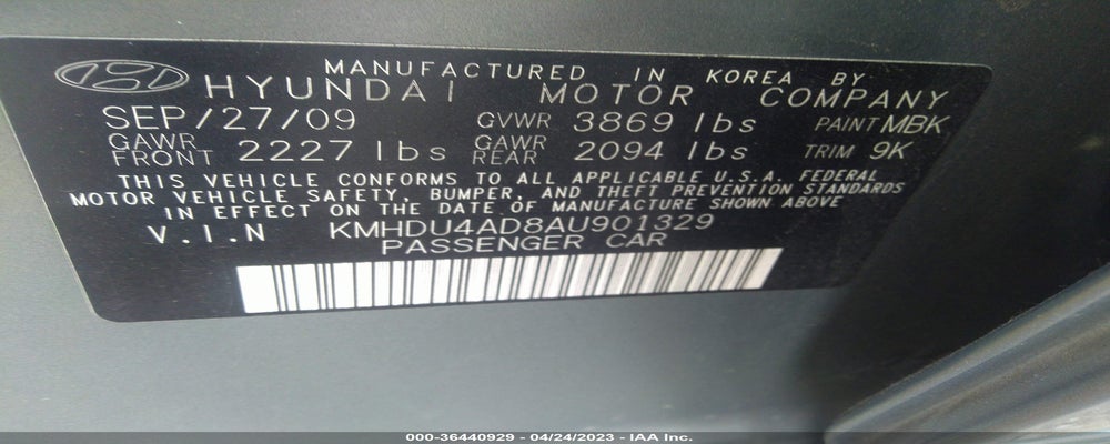 KMHDU4AD8AU901329 2010 HYUNDAI ELANTRA photo no. 9